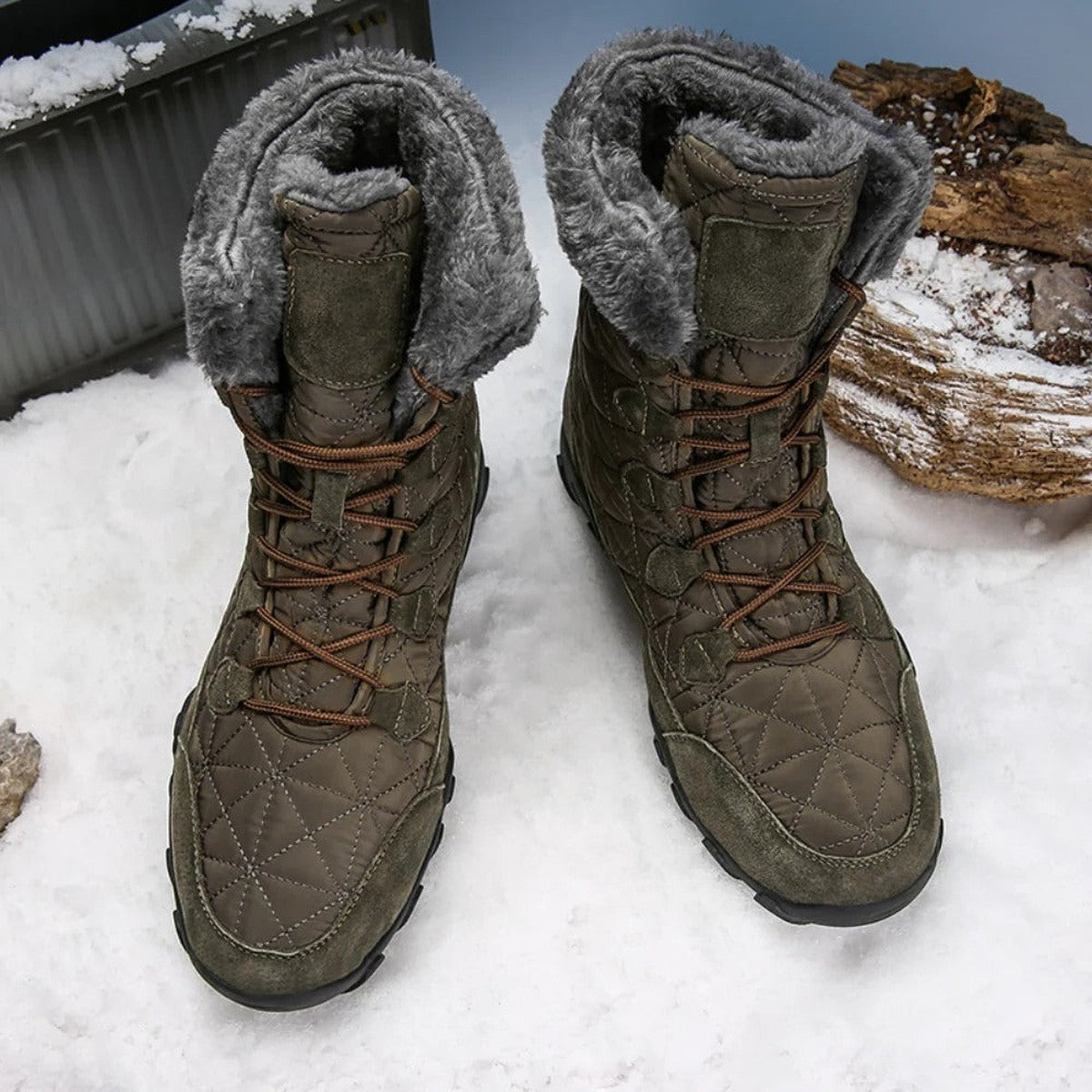 Mens Casual Winter Ankle Boots with Warm Fleece Lining and Non Slip Soles