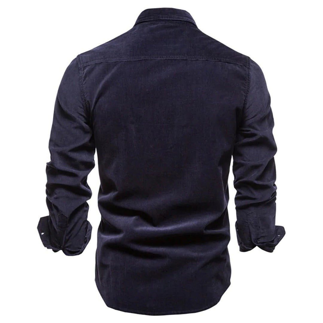 Mens Long Sleeve Corduroy Button Down Shirt With Chest Pockets