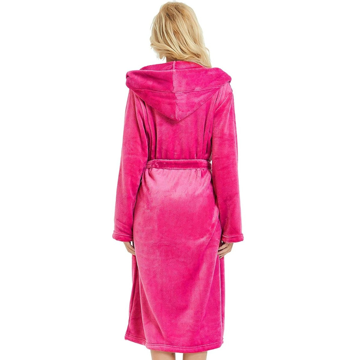 Plush Hooded Long Bathrobe for Women with Waist Belt