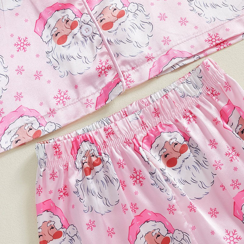 Toddler Girls Ribbed Christmas Pajama Set with Soft Faux Fur Trim