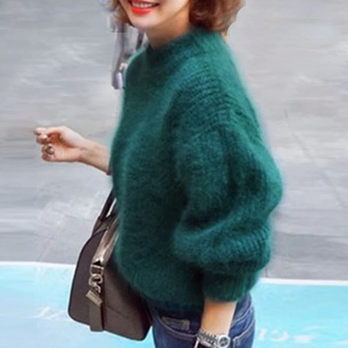 Open Weave Crochet Pullover Sweater with Dropped Shoulders for Women