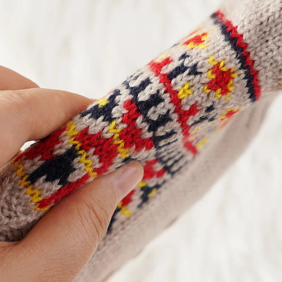 Nordic Snowflake Wool Blend Crew Socks with Cozy Thermal Knit Design