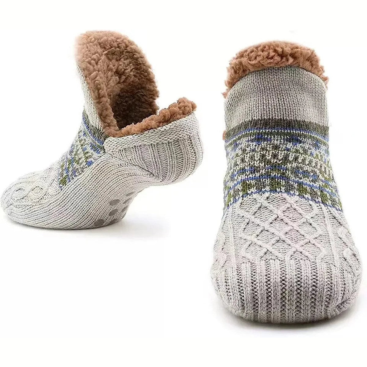 Nordic Snowflake Wool Blend Crew Socks with Cozy Thermal Knit Design