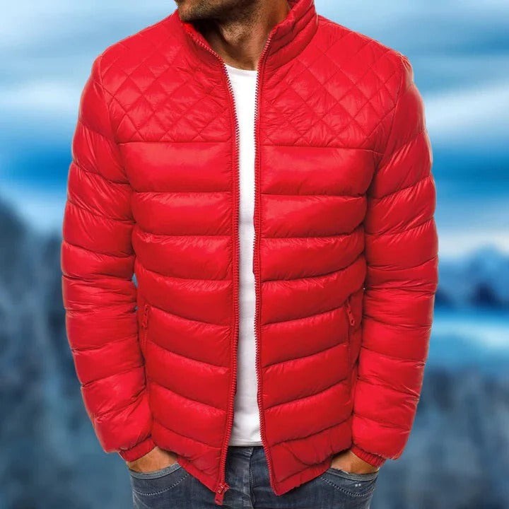 Mens Lightweight Puffer Jacket with Full Zip and Warm Quilted Insulation