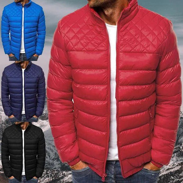 Mens Lightweight Puffer Jacket with Full Zip and Warm Quilted Insulation
