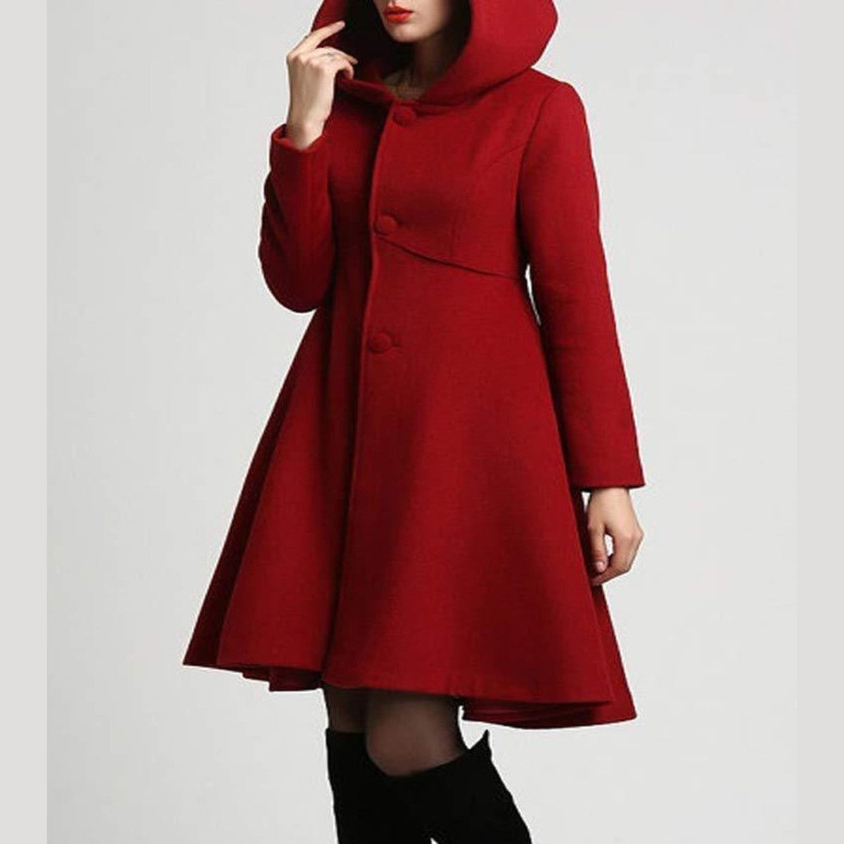 Casual Long Sleeve Winter Overcoat with Single Breasted Button Closure