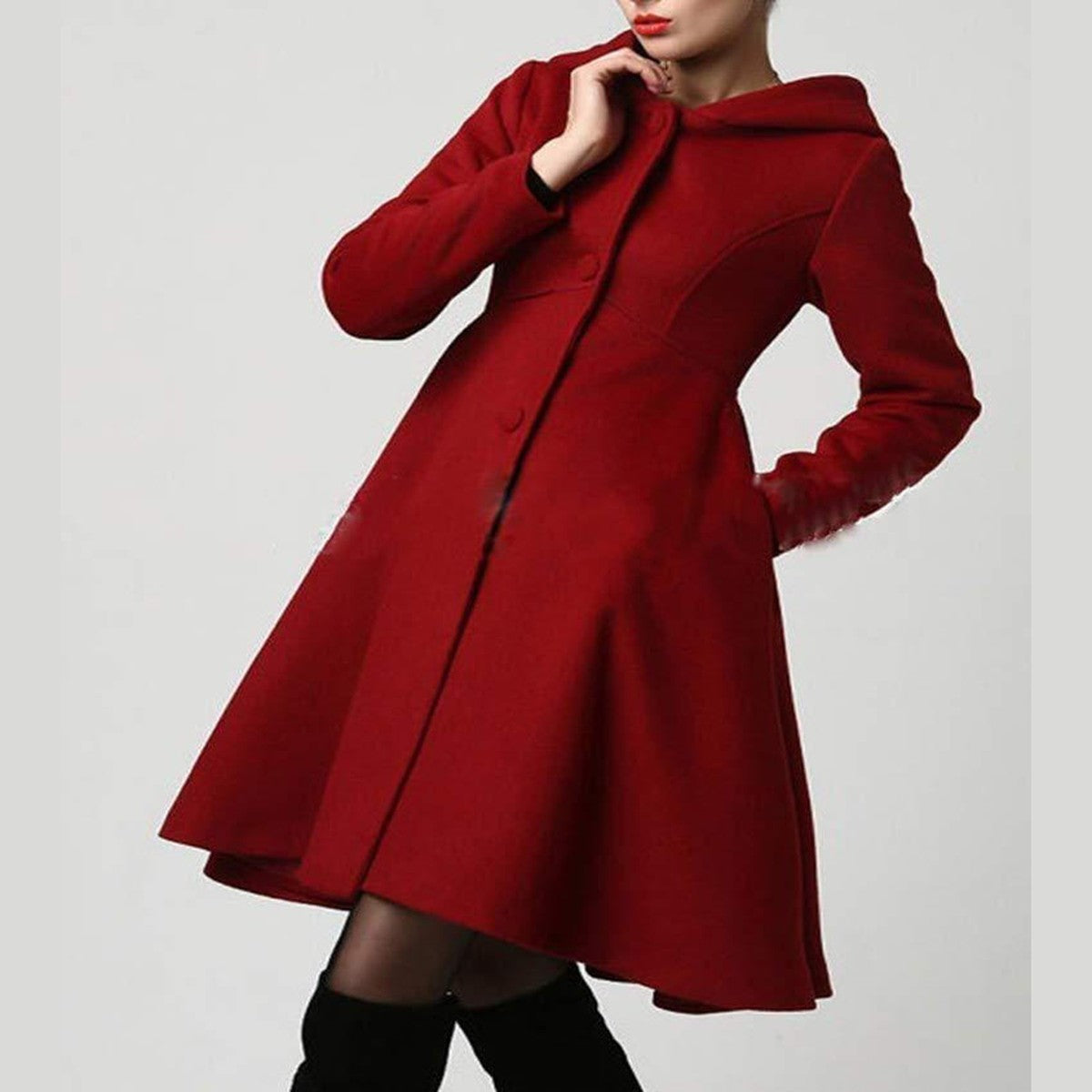 Casual Long Sleeve Winter Overcoat with Single Breasted Button Closure