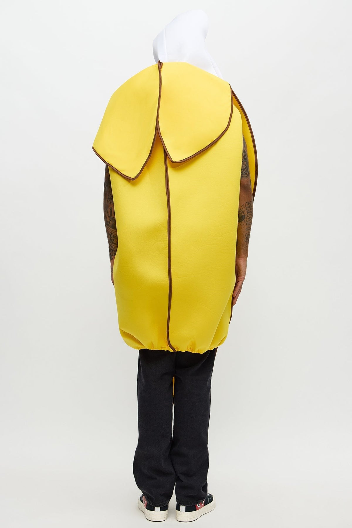Banana Costume Tunic with Pull-On Design and Open Face Cutout for Adults