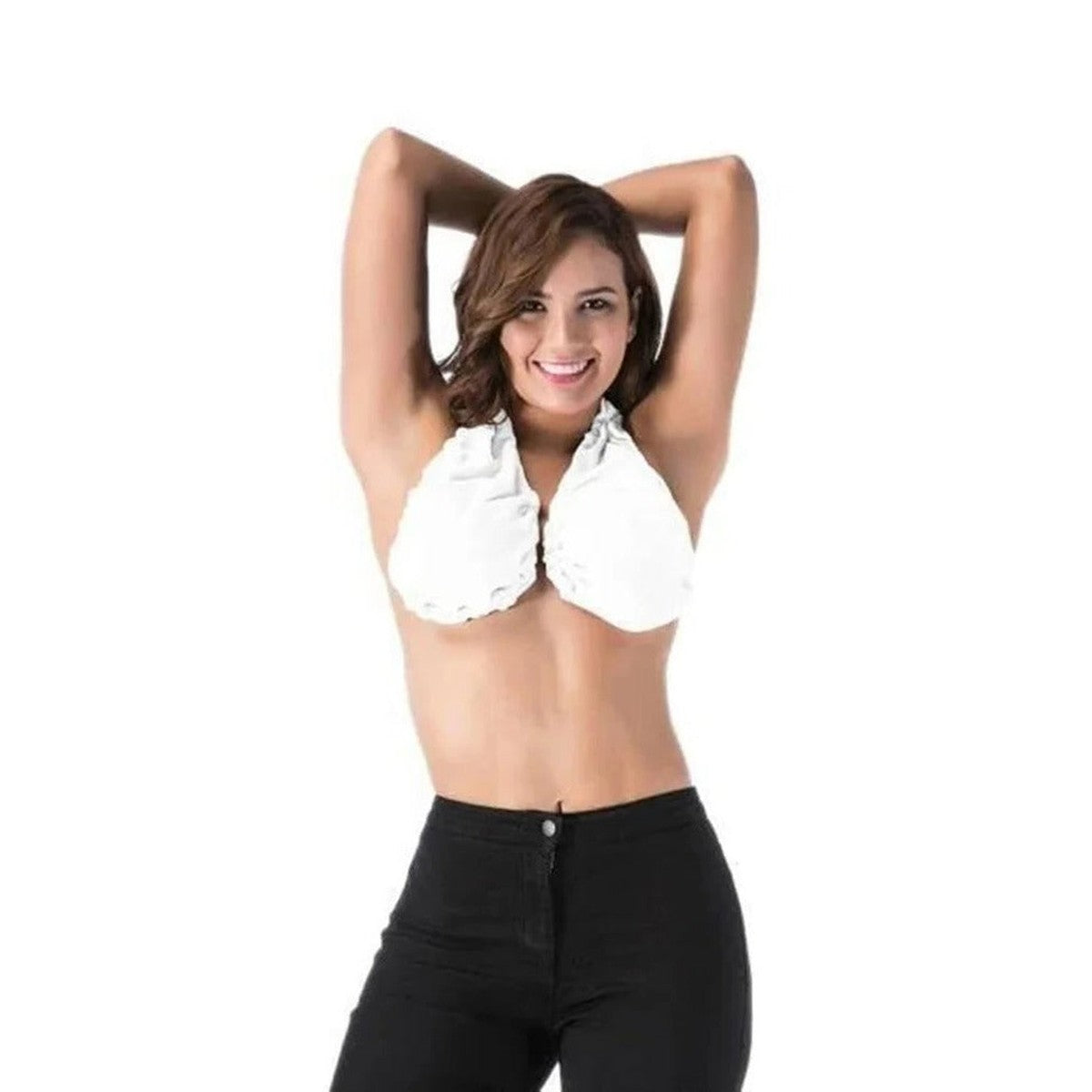Halter Neck Sweat Absorbent Towel Bra with Soft Breathable Terry Cloth
