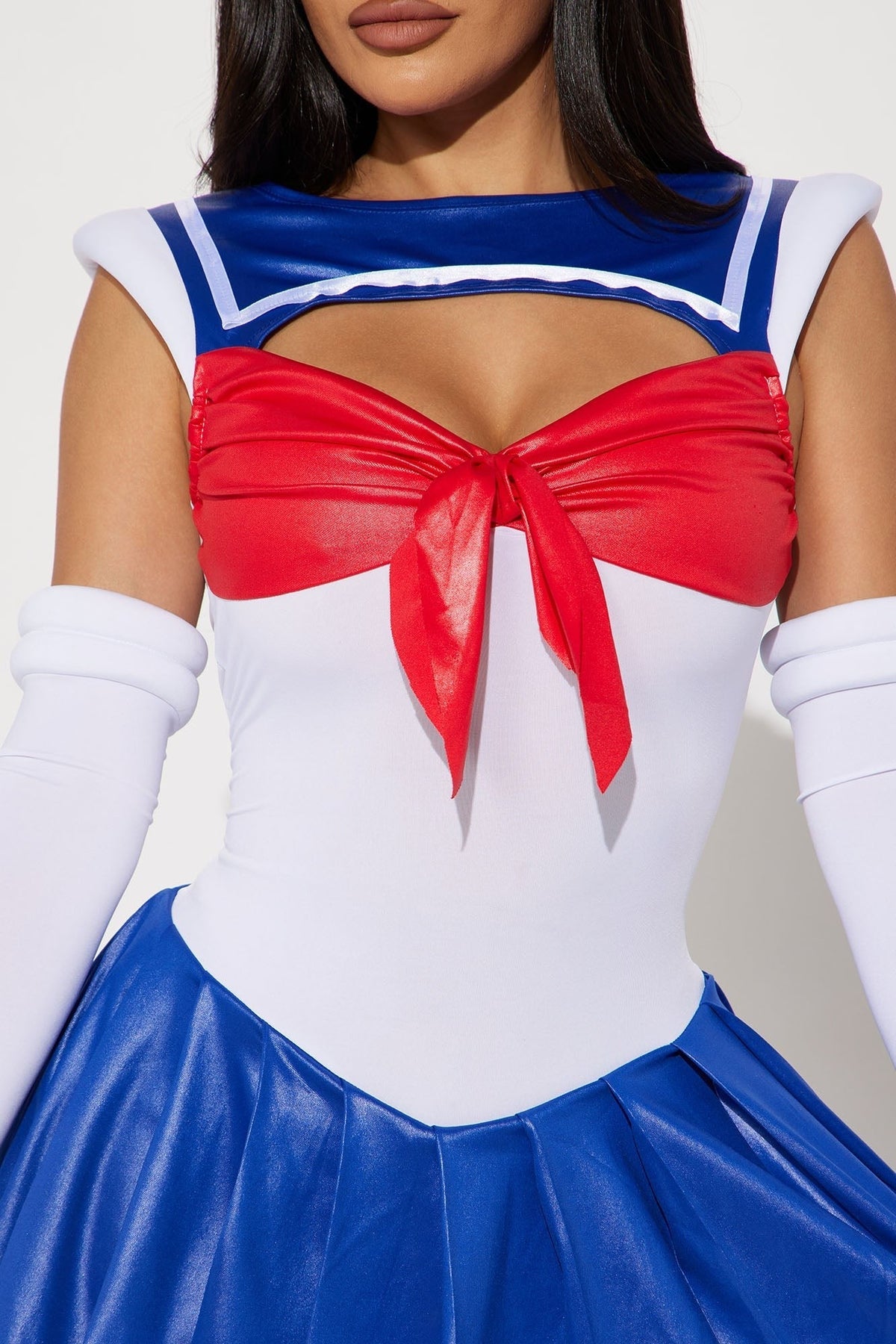 Sailor Costume Set with Crop Top and Mini Skirt, Includes Gloves