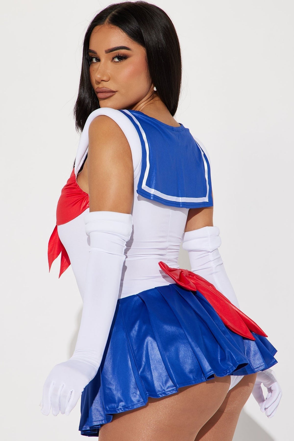Sailor Costume Set with Crop Top and Mini Skirt, Includes Gloves