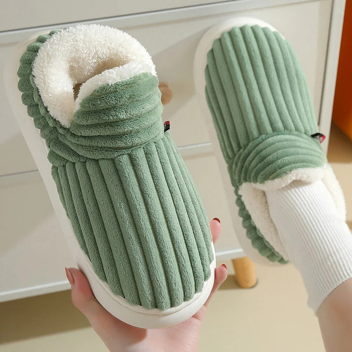 Padded Quilted House Slippers with Warm Fleece Lining and Non Slip Sole