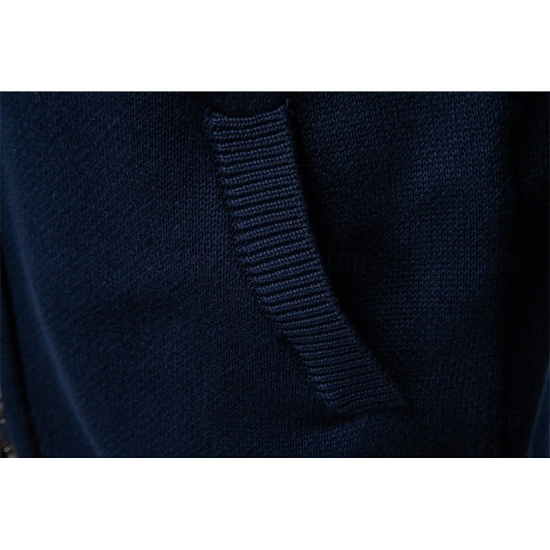 Mens  Knit Cardigan Sweater with Full Zip and Ribbed Trim