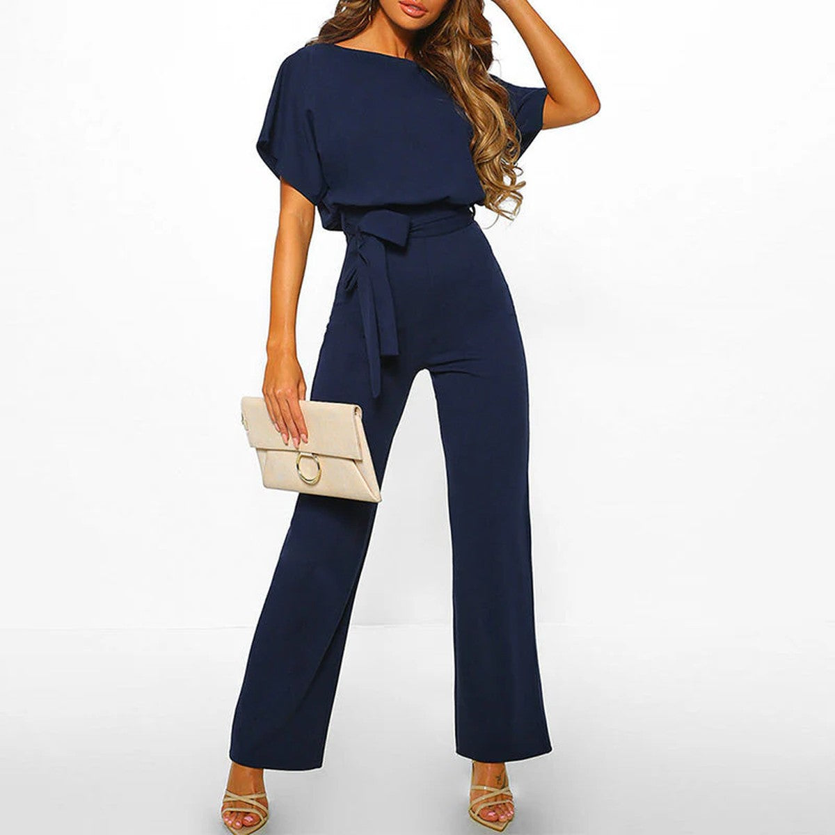 Casual Sleeveless Jumpsuit with Wide Leg Pants and Pockets for Women