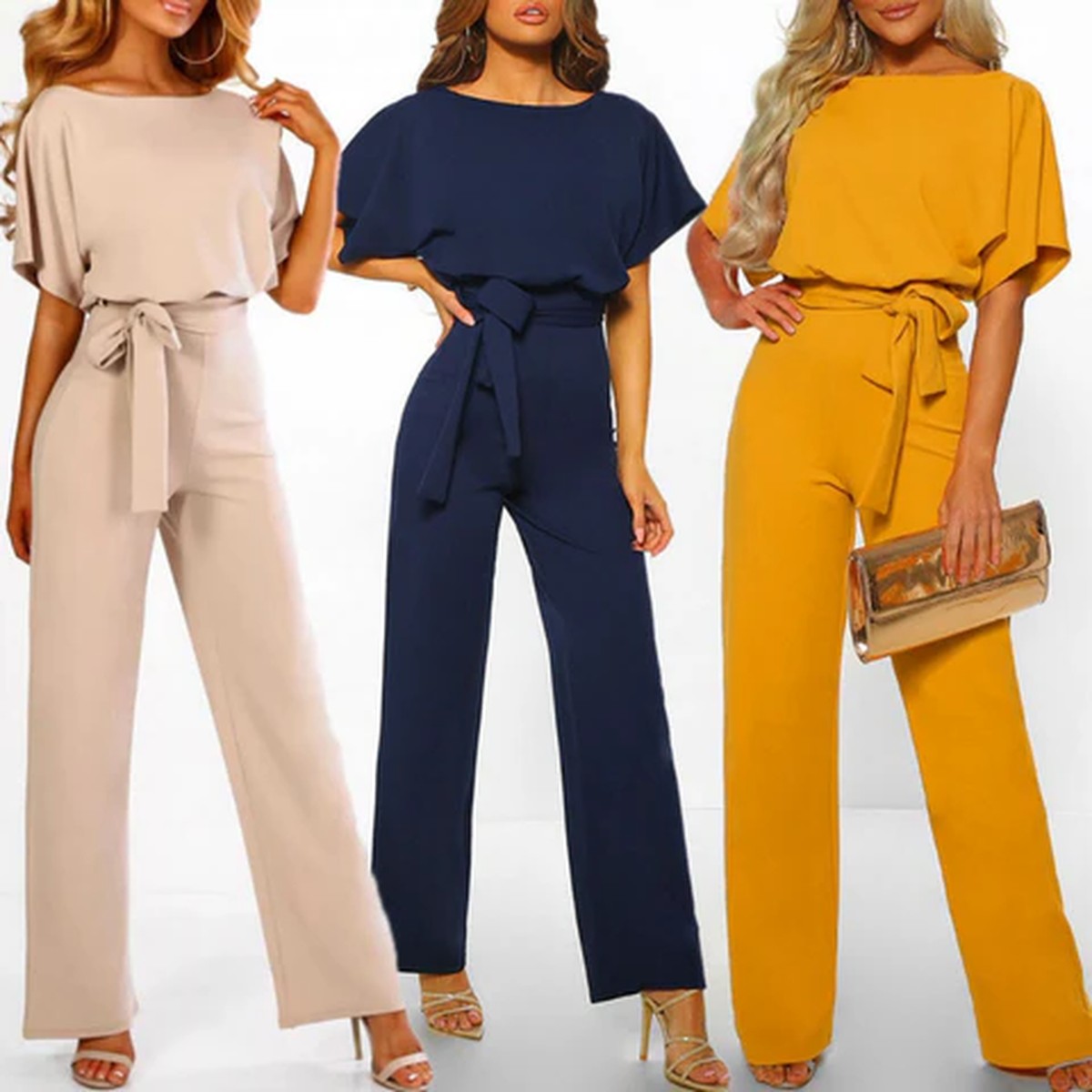 Casual Sleeveless Jumpsuit with Wide Leg Pants and Pockets for Women
