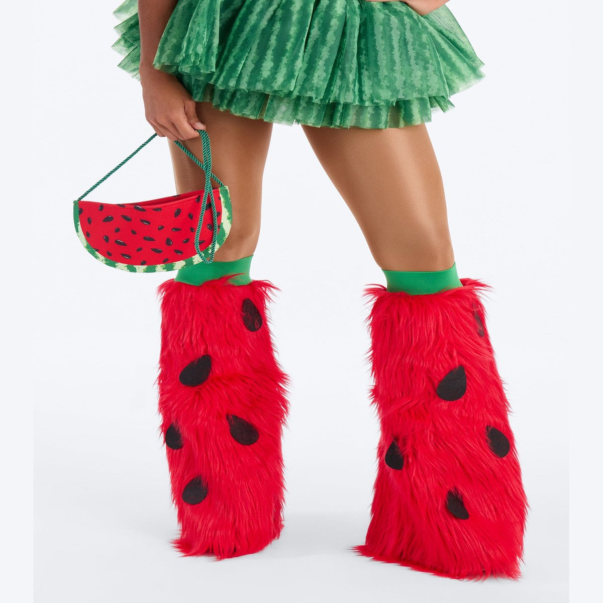 Watermelon Theme Women Halloween Costume with Striped Corset and Ruffled Skirt
