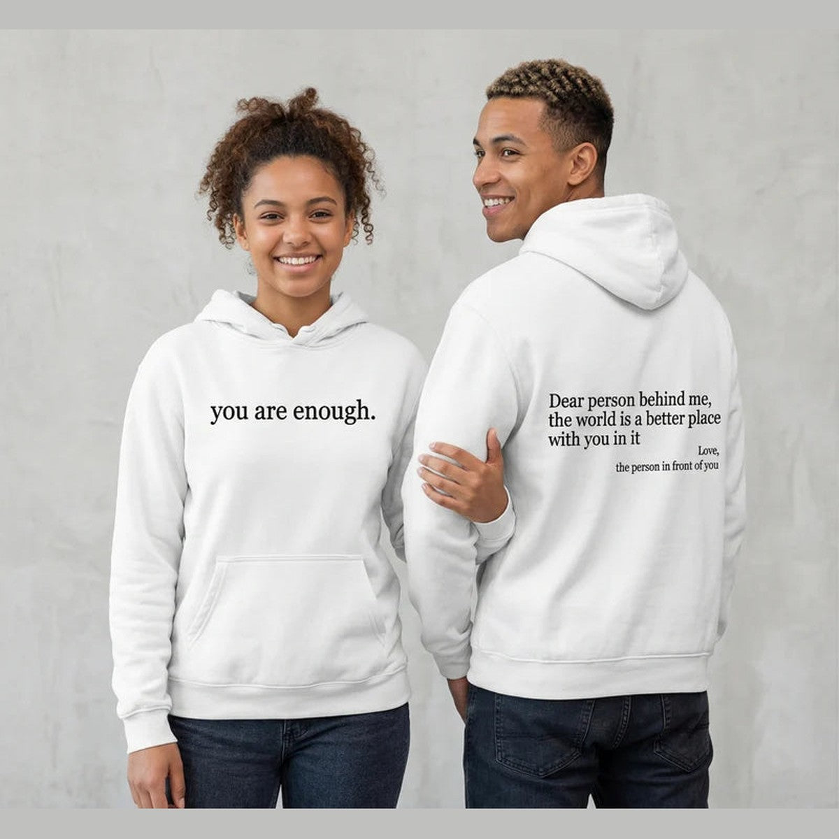 Unisex Text Print Pullover Hoodie with Kangaroo Pocket
