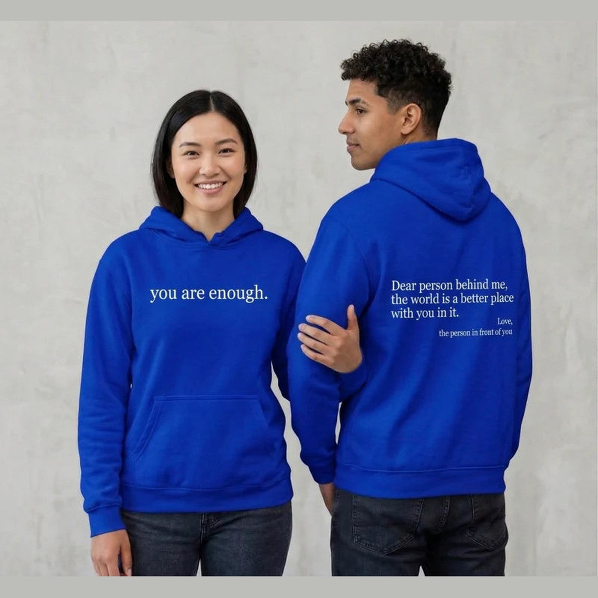 Unisex Text Print Pullover Hoodie with Kangaroo Pocket