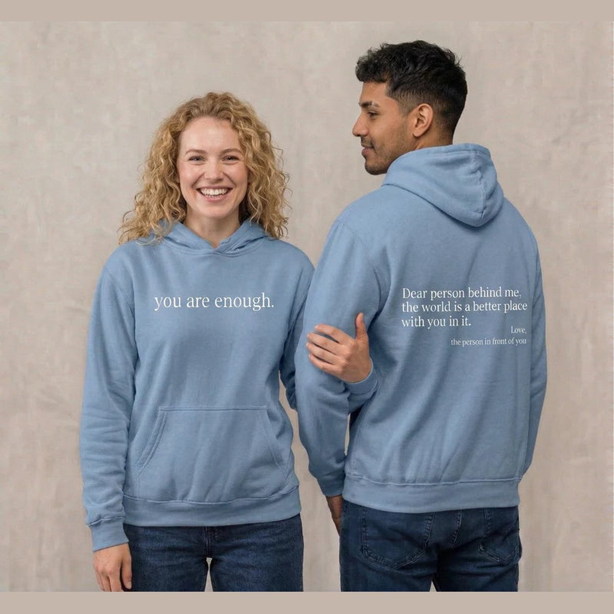 Unisex Text Print Pullover Hoodie with Kangaroo Pocket