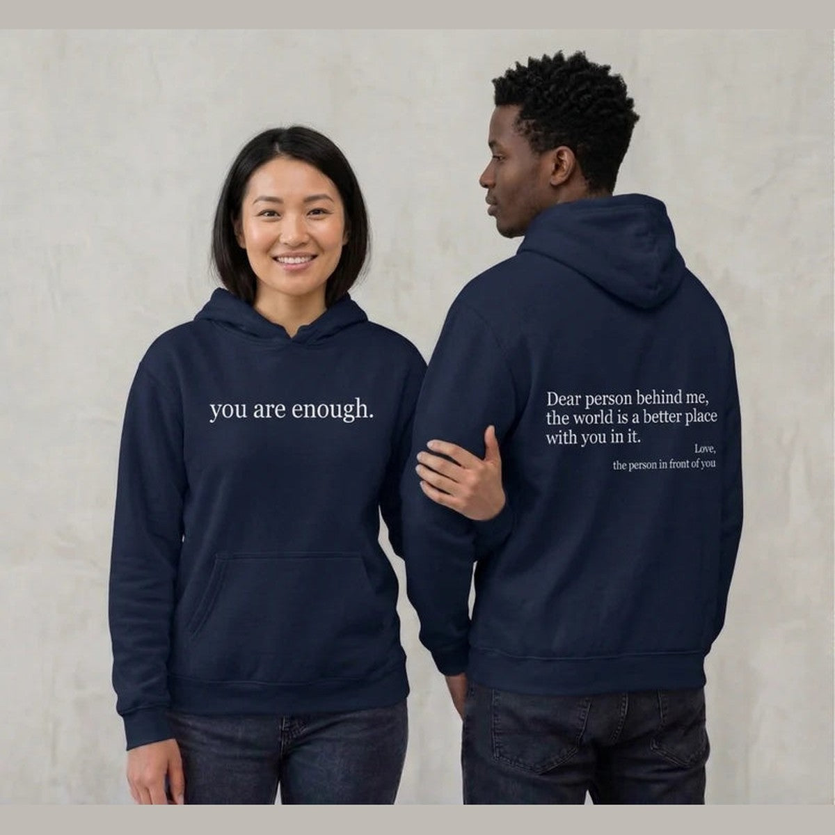 Unisex Text Print Pullover Hoodie with Kangaroo Pocket