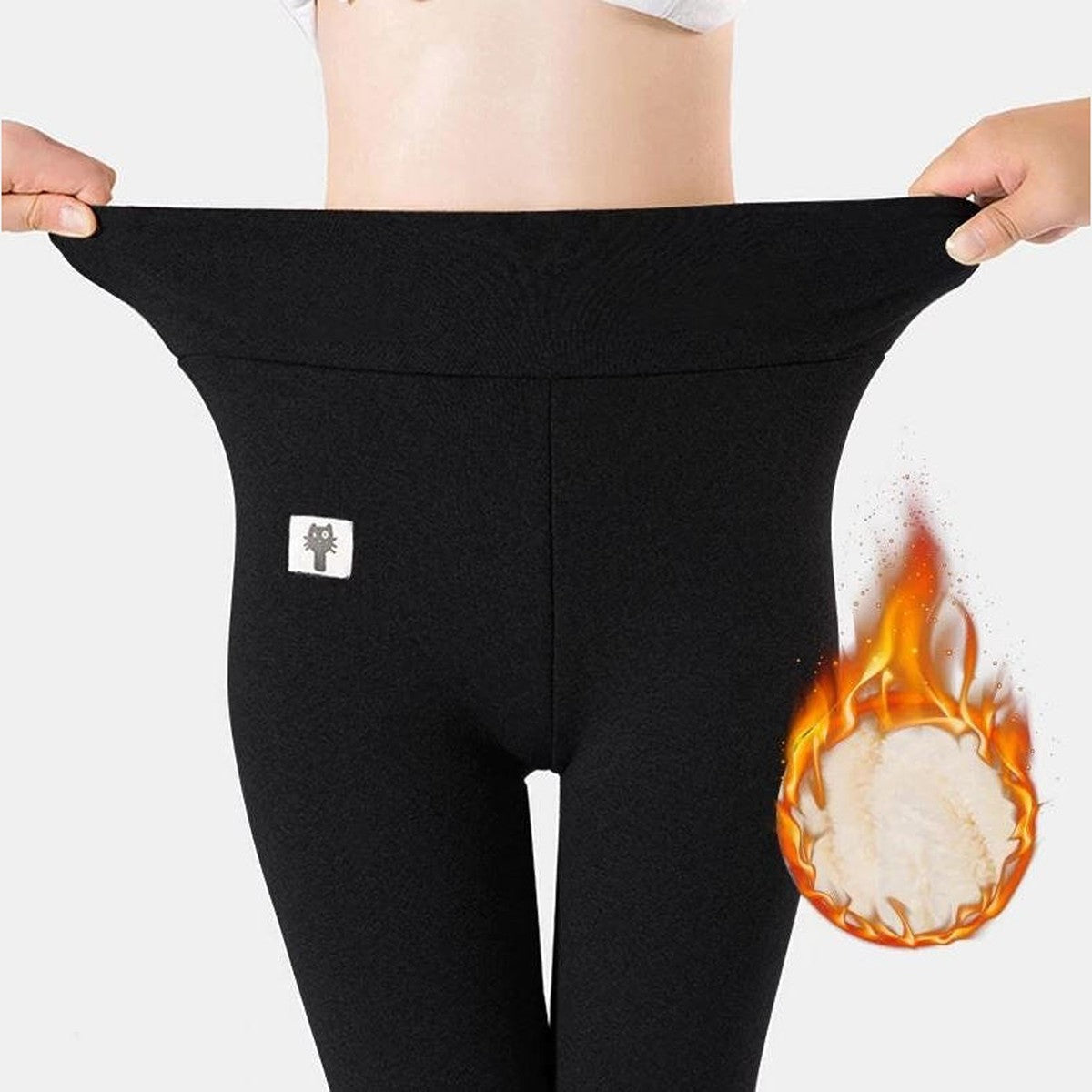 High Waisted Thermal Tights with Thick Fleece Lining for Cold Weather