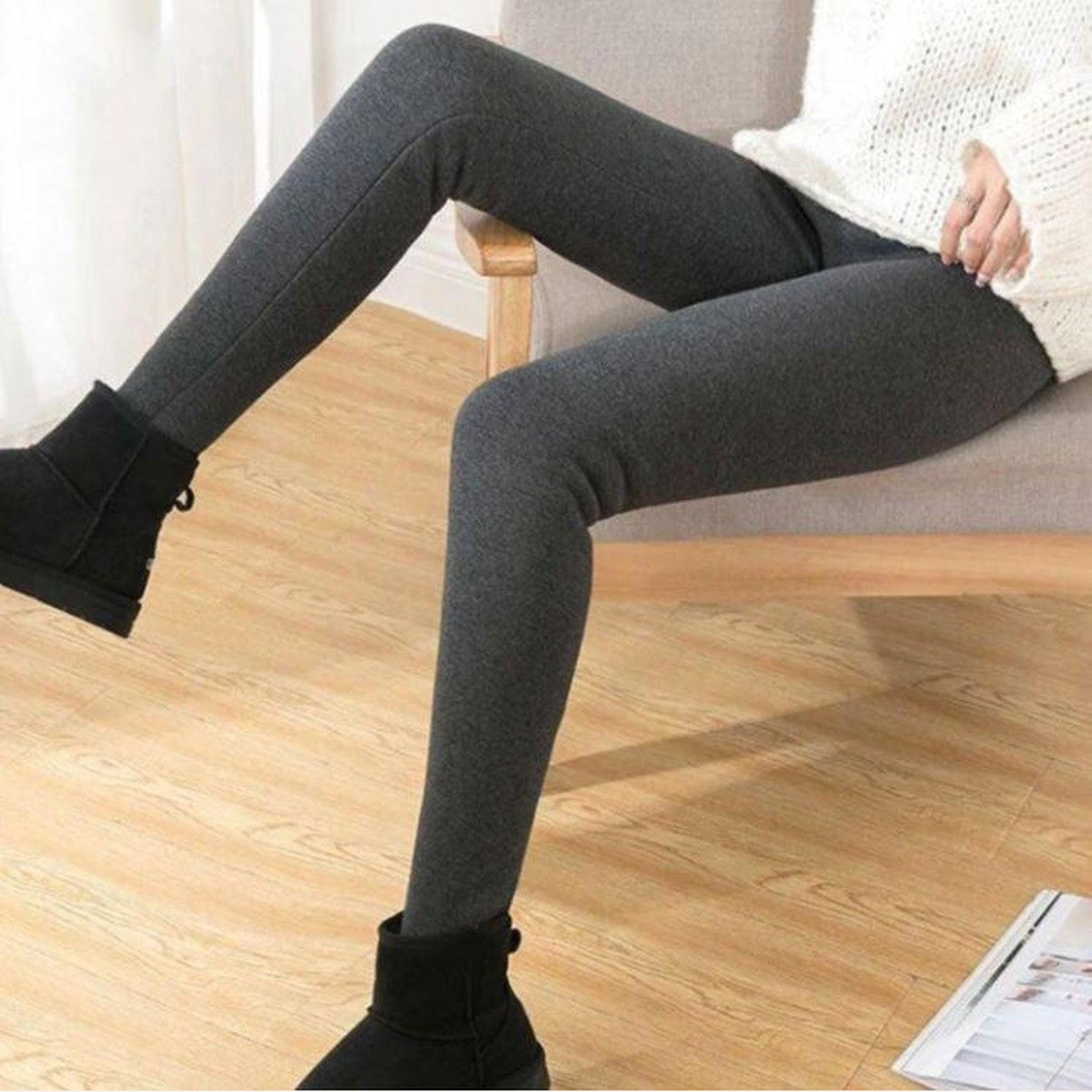 High Waisted Thermal Tights with Thick Fleece Lining for Cold Weather