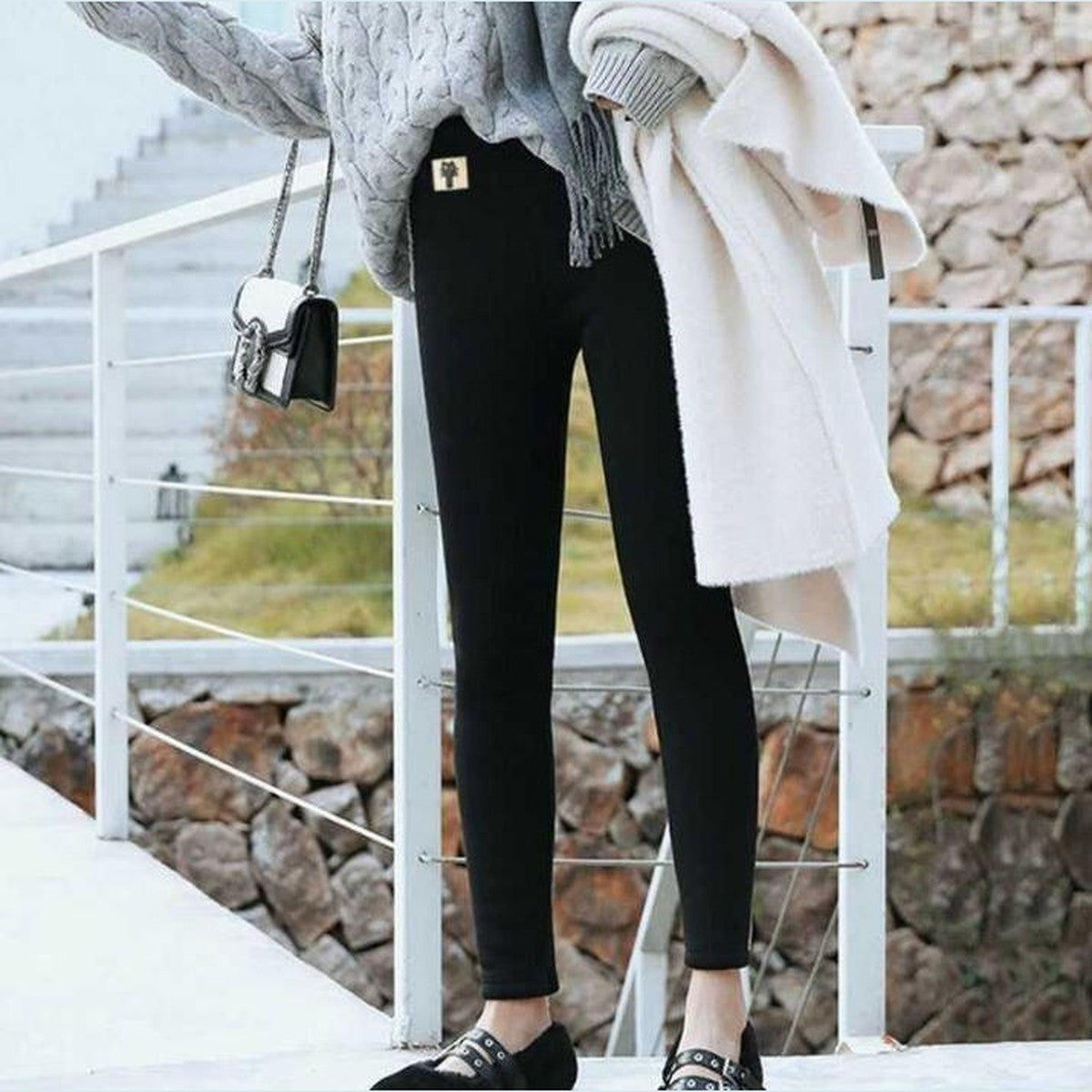 High Waisted Thermal Tights with Thick Fleece Lining for Cold Weather