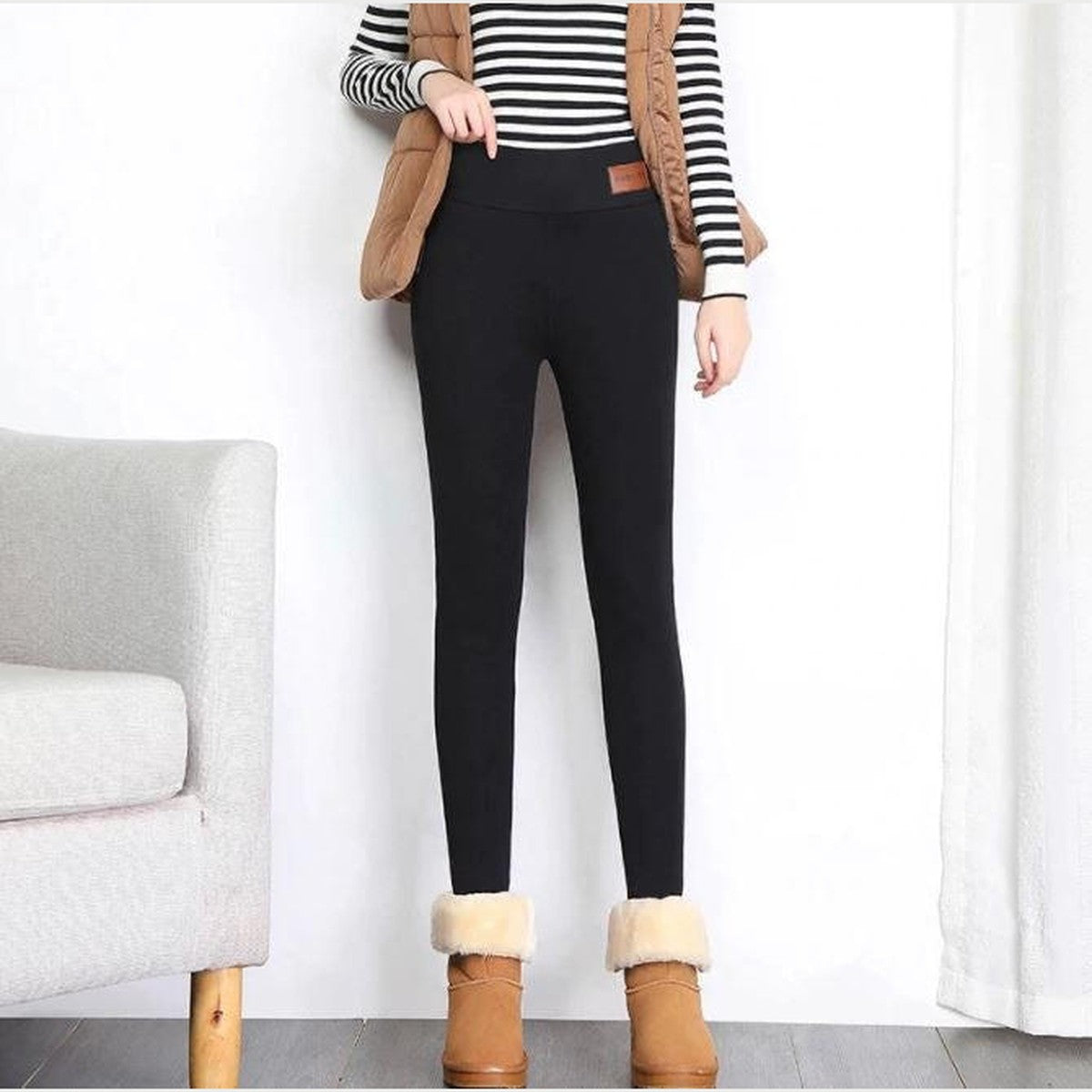High Waisted Thermal Tights with Thick Fleece Lining for Cold Weather