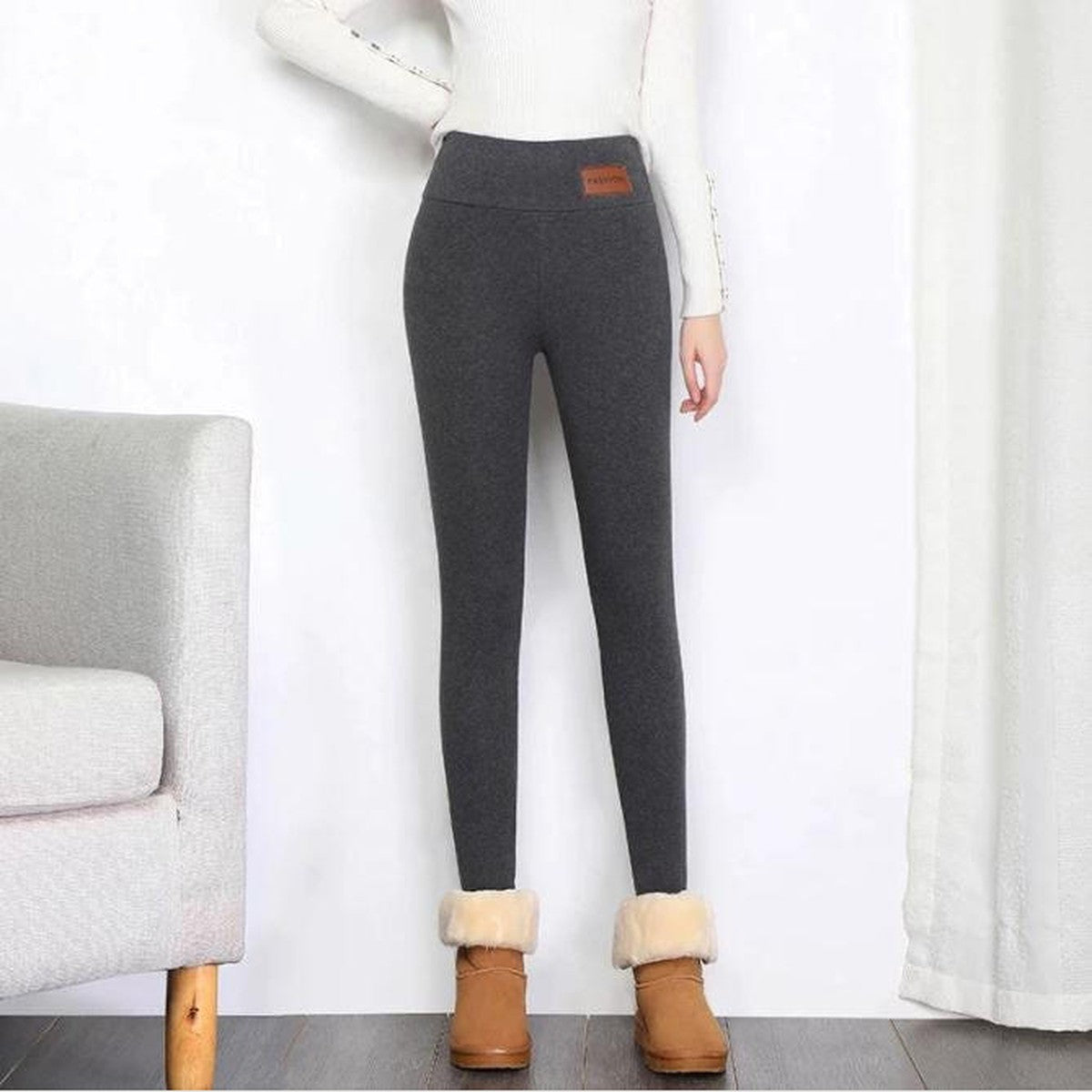 High Waisted Thermal Tights with Thick Fleece Lining for Cold Weather