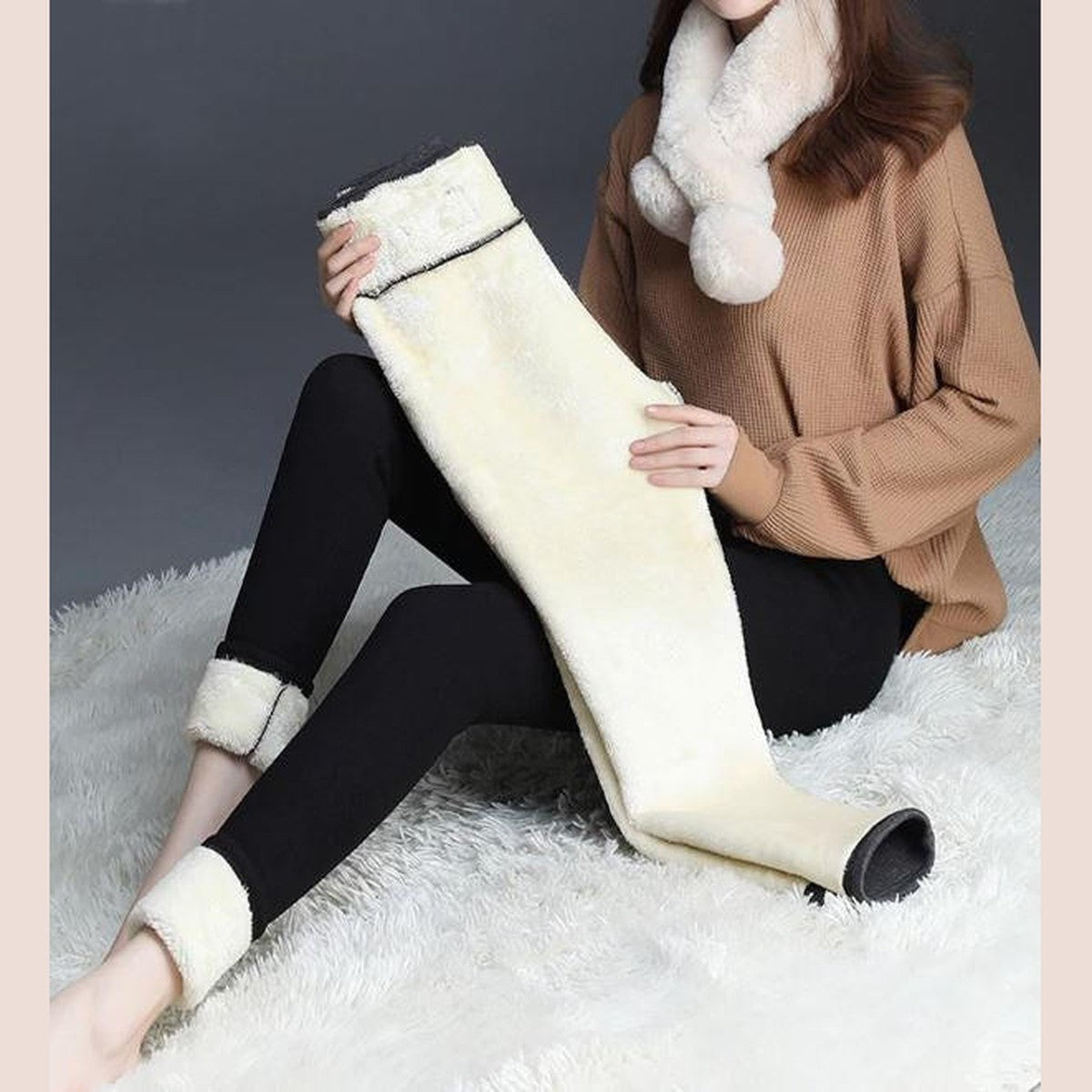 High Waisted Thermal Tights with Thick Fleece Lining for Cold Weather