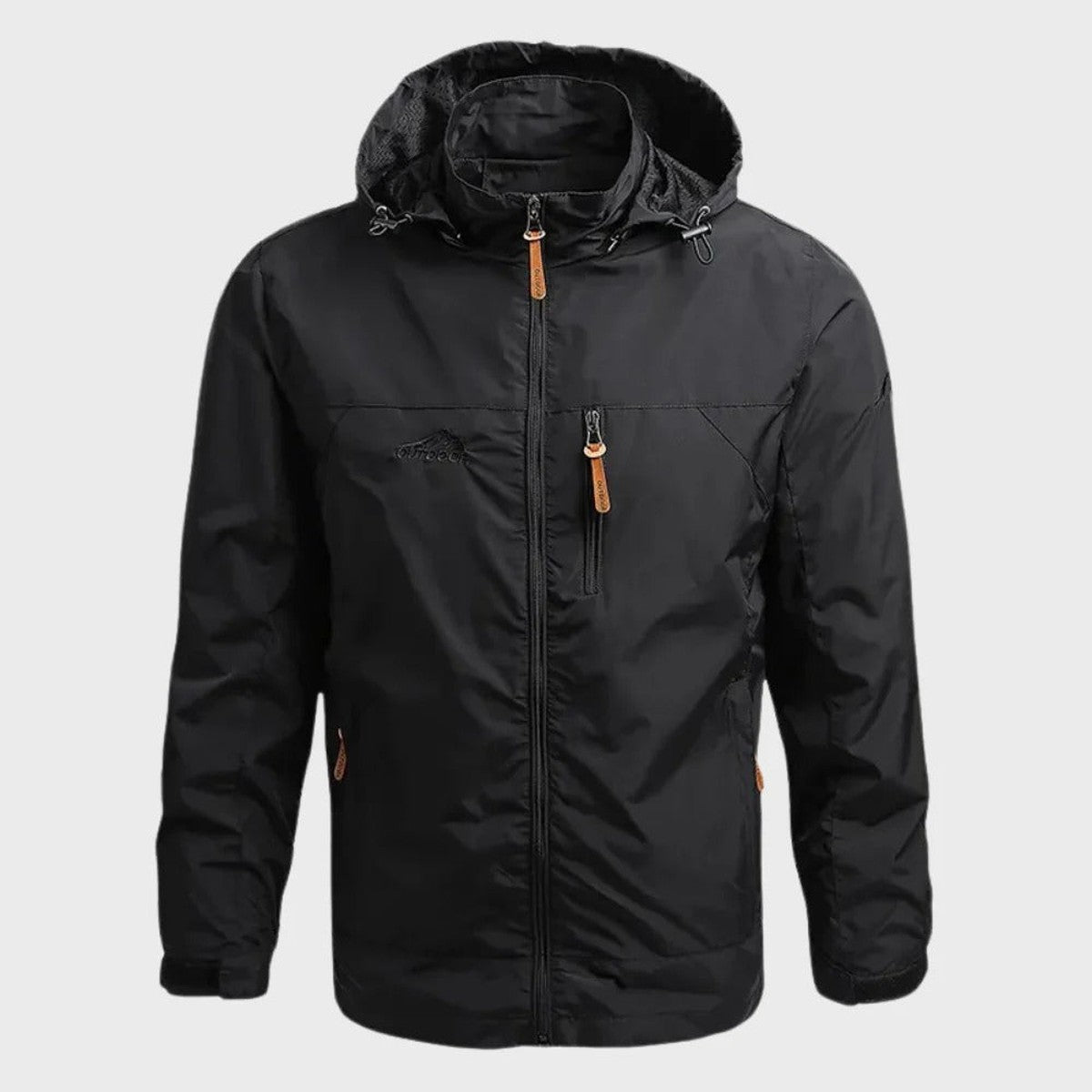 Men Outdoor Waterproof Windbreaker Jacket with Detachable Hood and Zipper Pockets