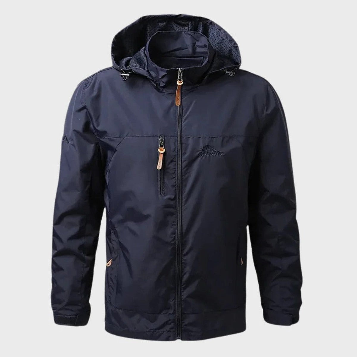 Men Outdoor Waterproof Windbreaker Jacket with Detachable Hood and Zipper Pockets