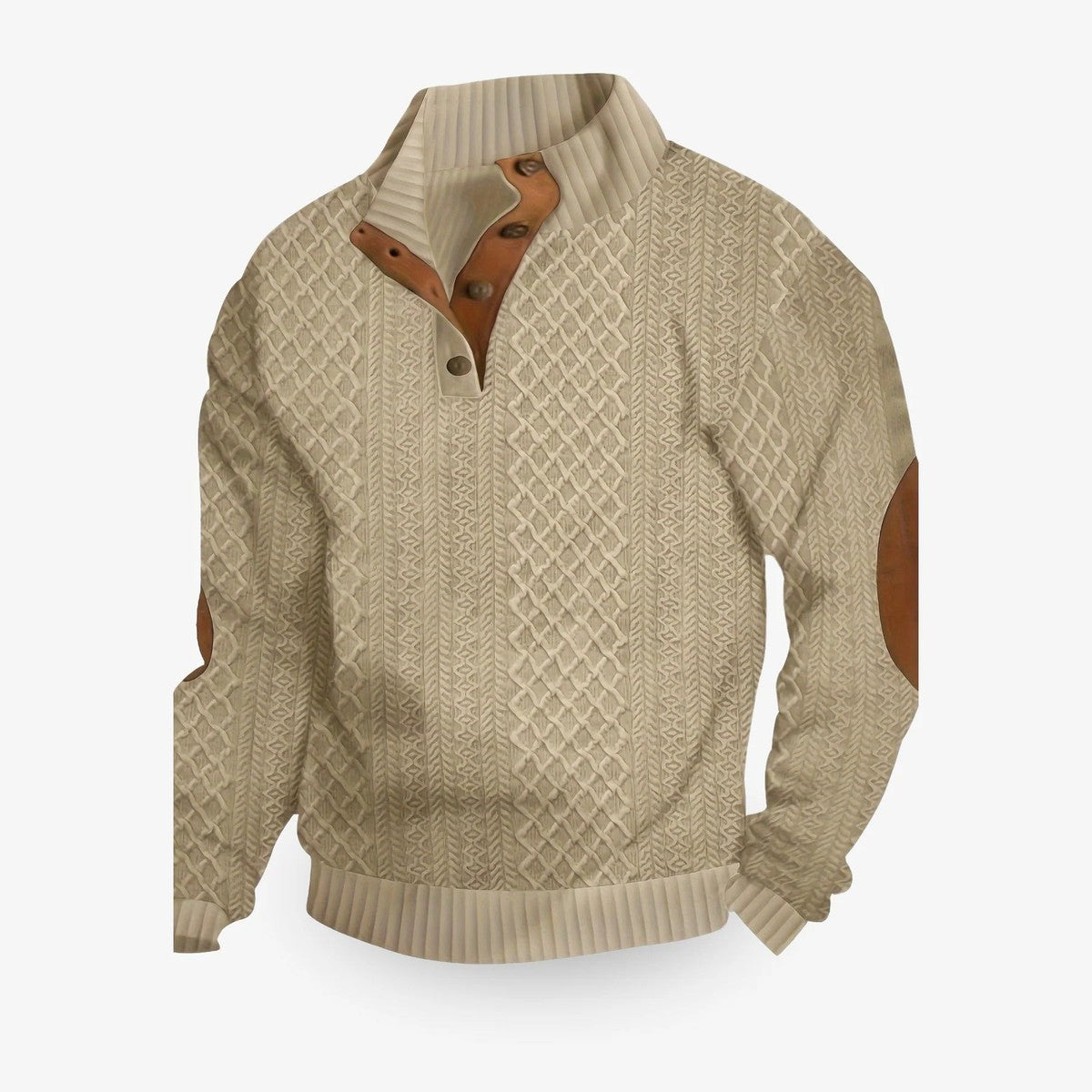 Mens Long Sleeve Knit Pullover with Quarter Zip Polo Collar