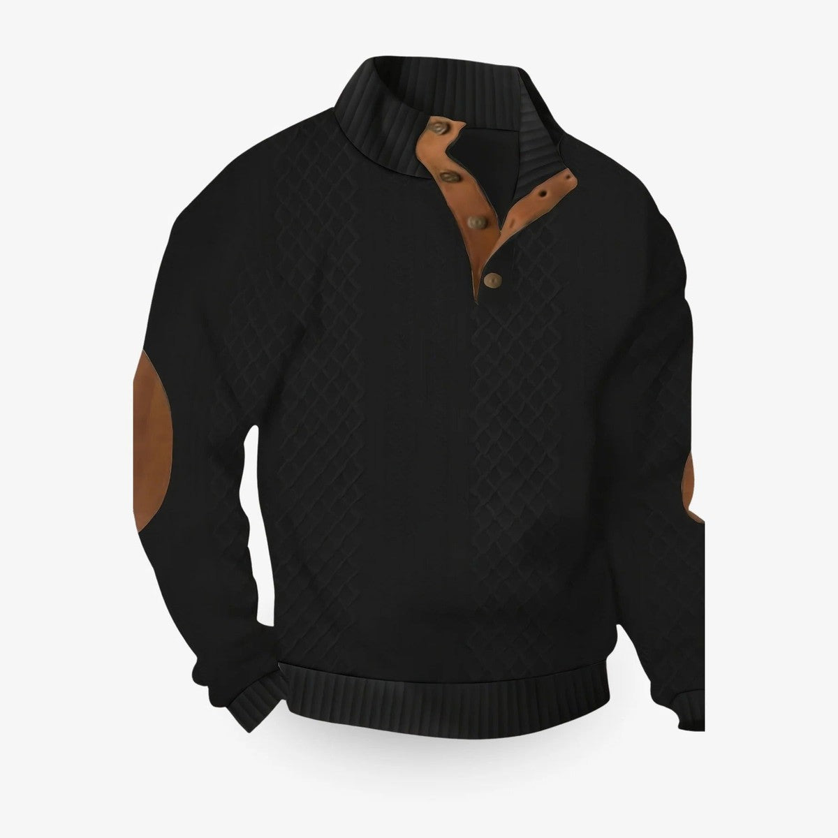 Mens Long Sleeve Knit Pullover with Quarter Zip Polo Collar