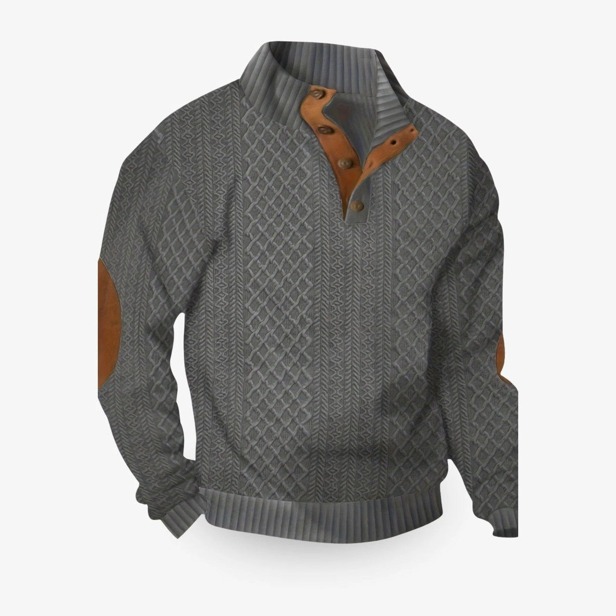 Mens Long Sleeve Knit Pullover with Quarter Zip Polo Collar