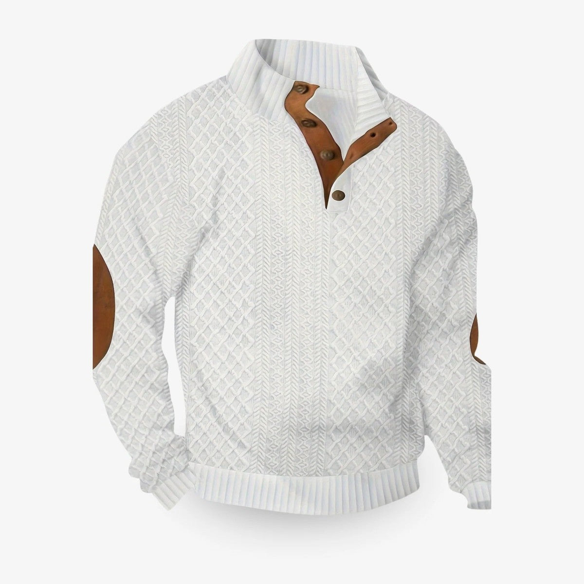 Mens Long Sleeve Knit Pullover with Quarter Zip Polo Collar