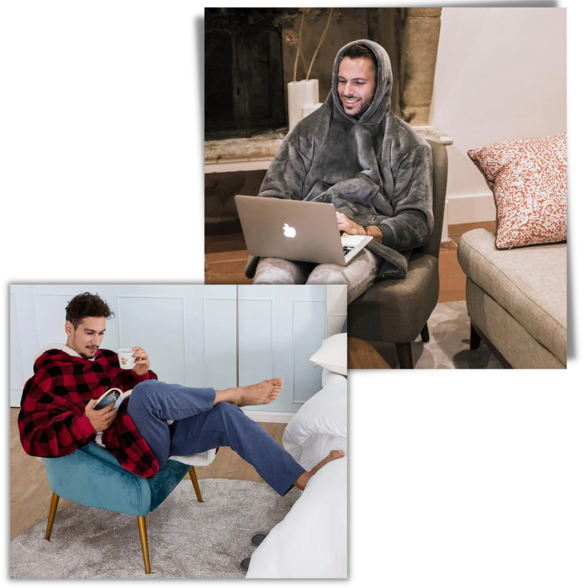 Oversized Wearable Blanket Hoodie with Sherpa Fleece Lining and Front Pocket