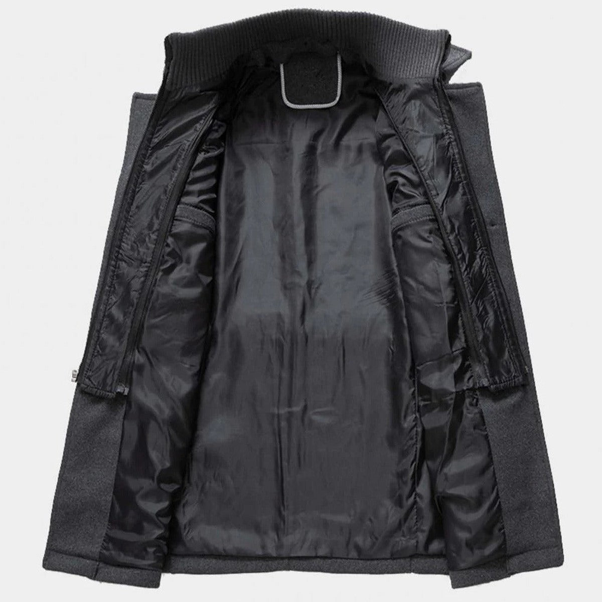 Men Wool Blend Winter Overcoat with Double Collar and Button Closure