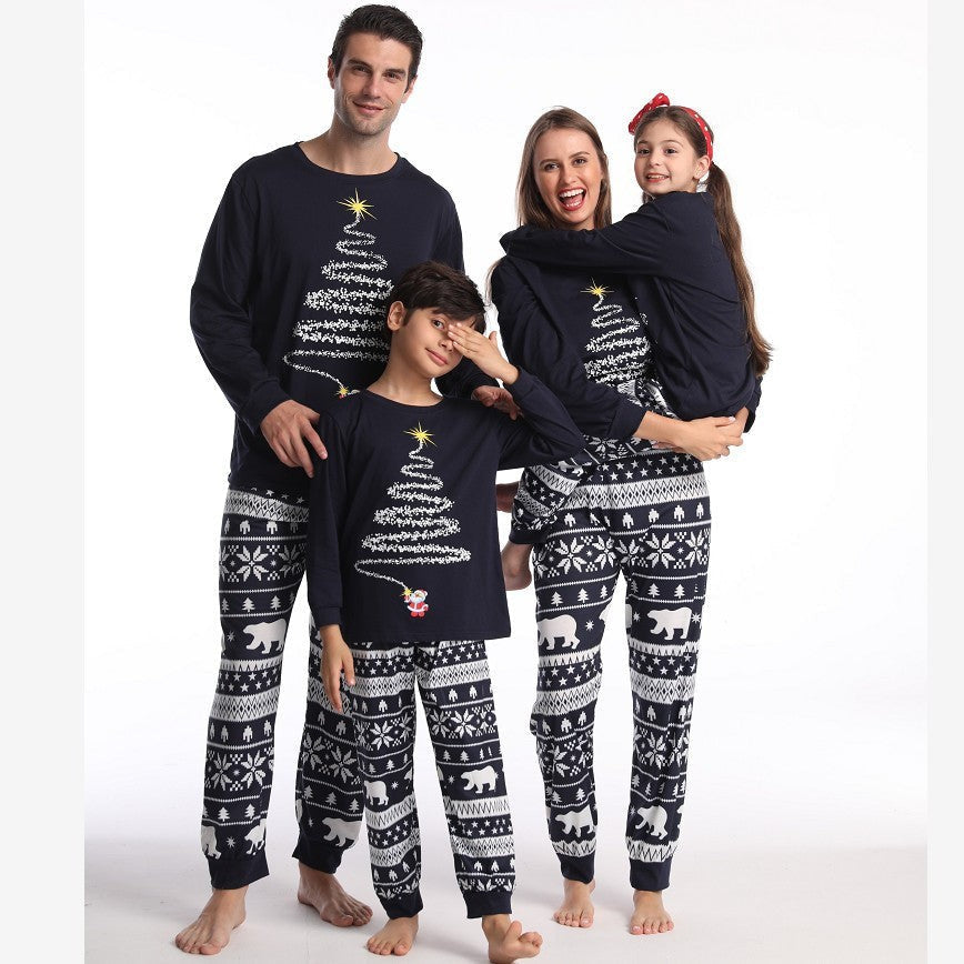 Matching Family Christmas Sleepwear Set with Reindeer and Snowflake Pattern