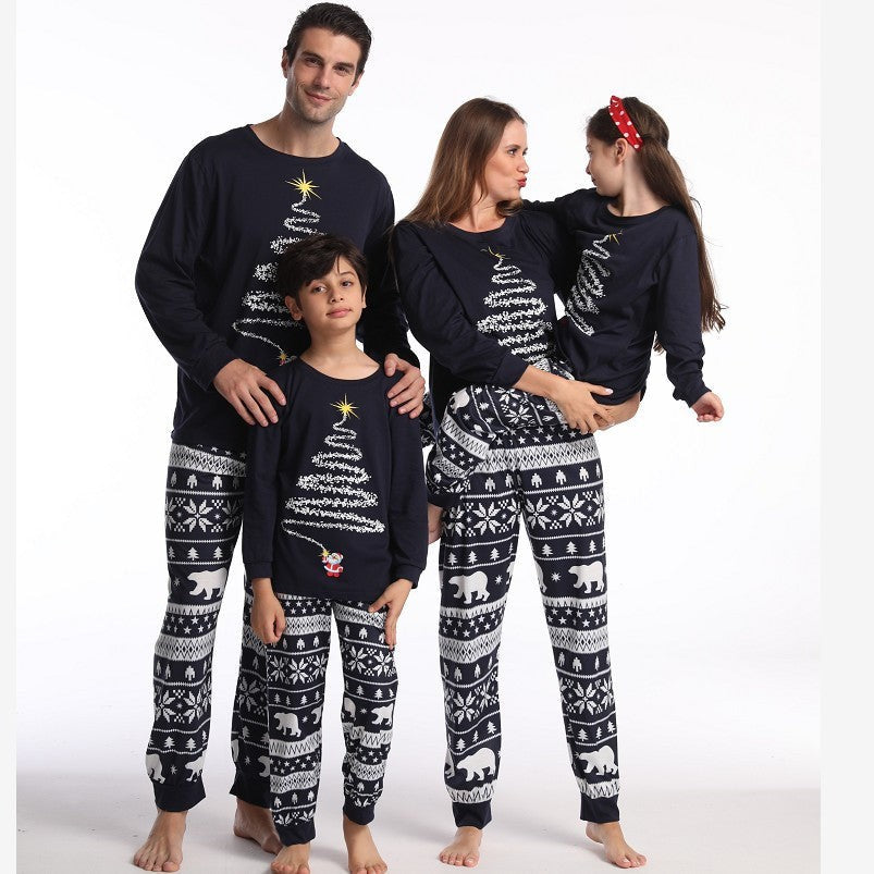 Matching Family Christmas Sleepwear Set with Reindeer and Snowflake Pattern