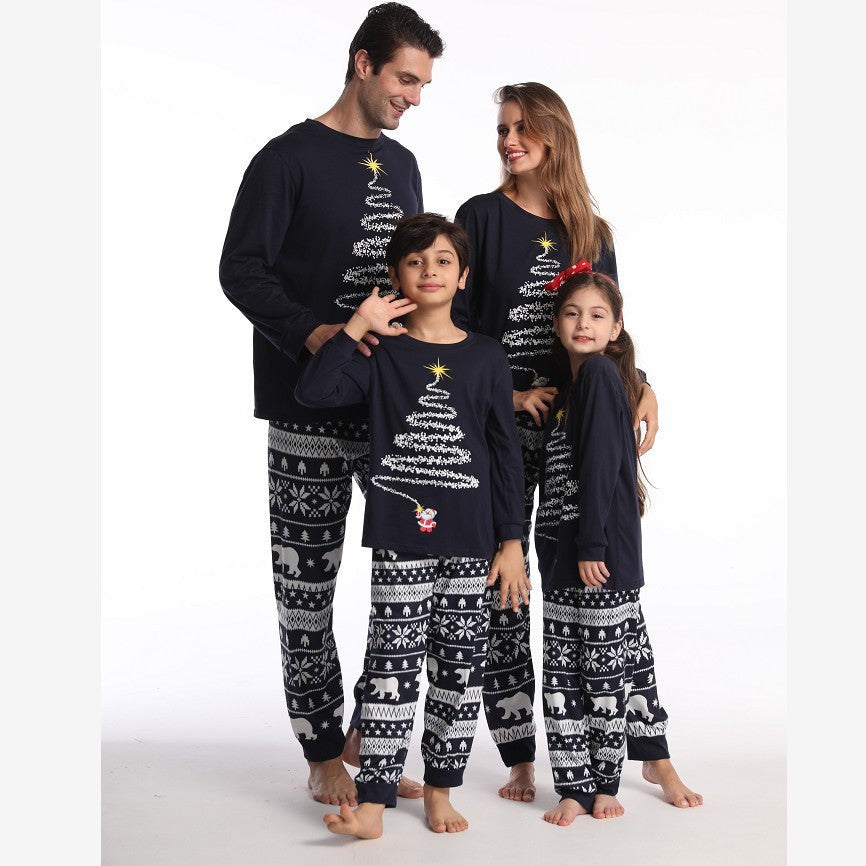 Matching Family Christmas Sleepwear Set with Reindeer and Snowflake Pattern