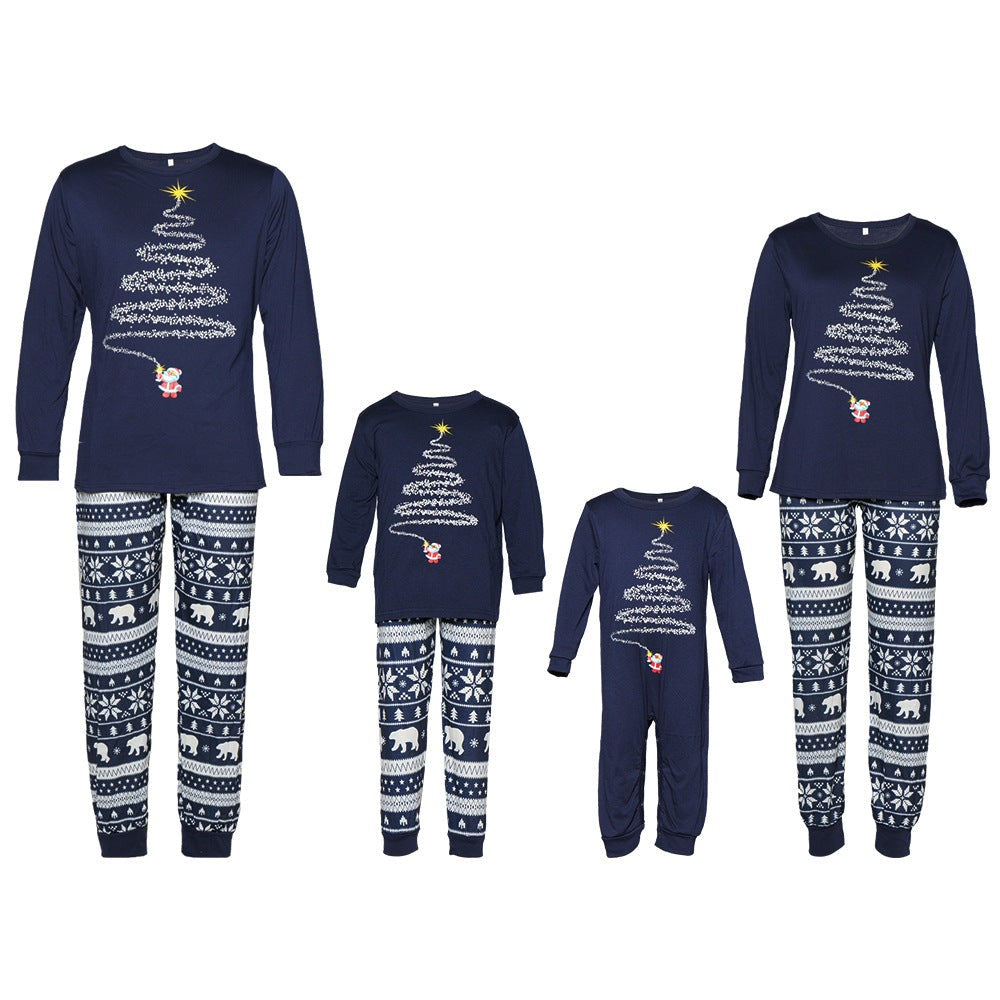 Matching Family Christmas Sleepwear Set with Reindeer and Snowflake Pattern