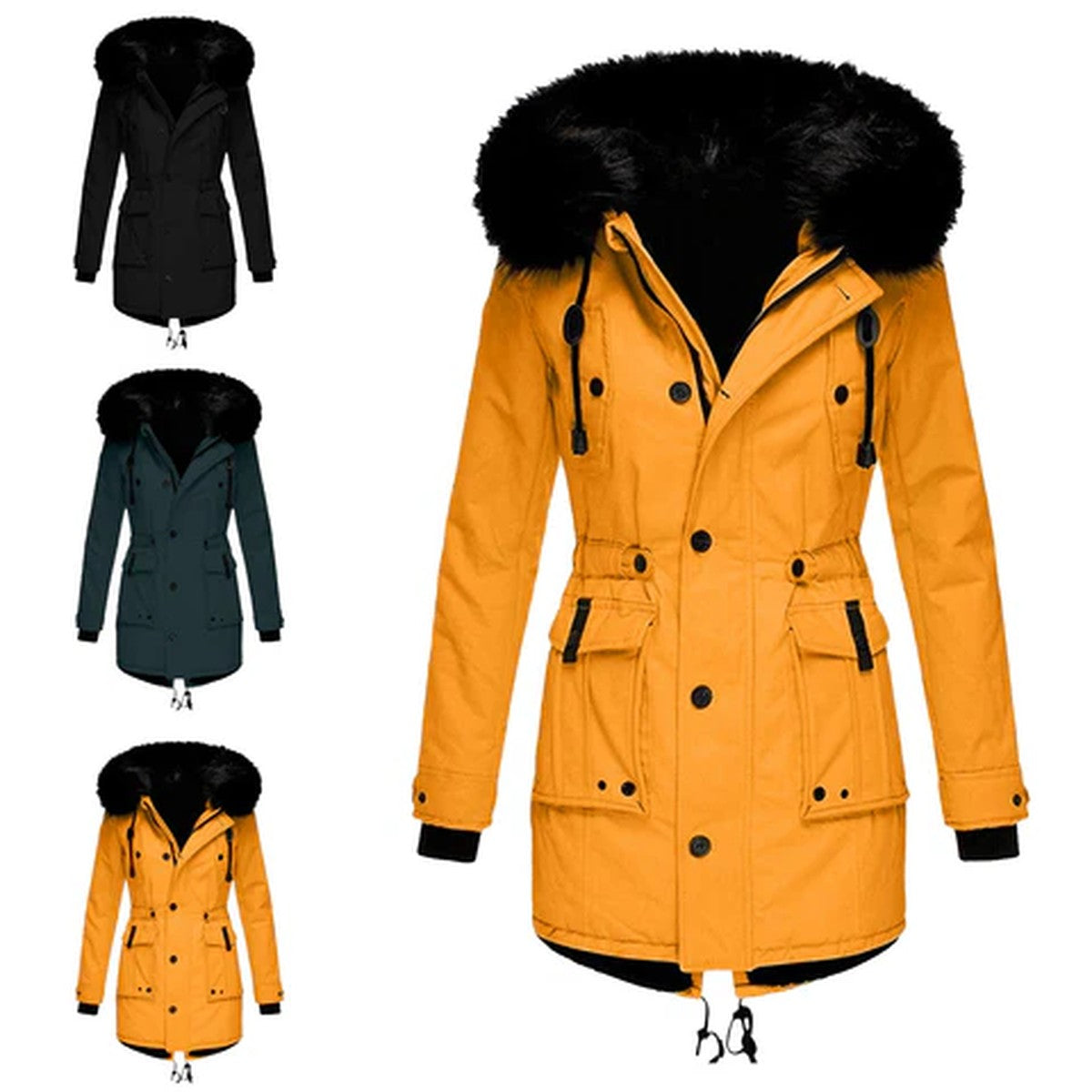 Metallic Quilted Puffer Jacket with Full Zip Hood for Winter Warmth