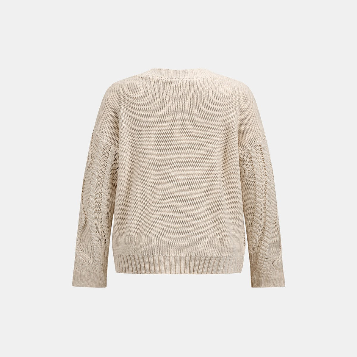 Chunky Crewneck Pullover with Textural Cable Pattern and Ribbed Trim