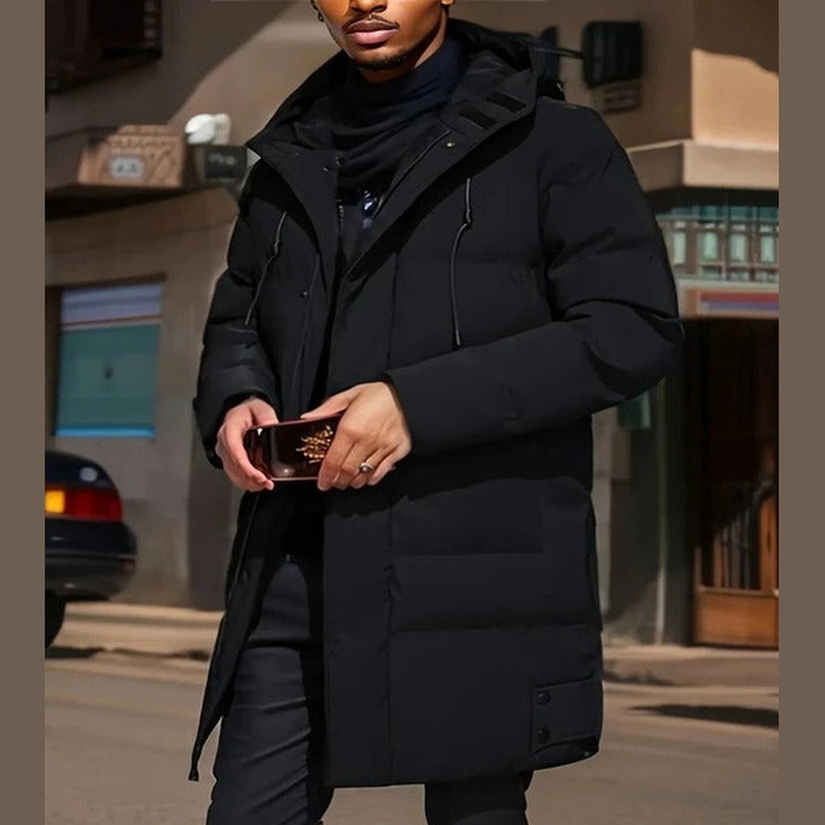 Men Heavyweight Winter Parka Coat with Detachable Faux Fur Hood