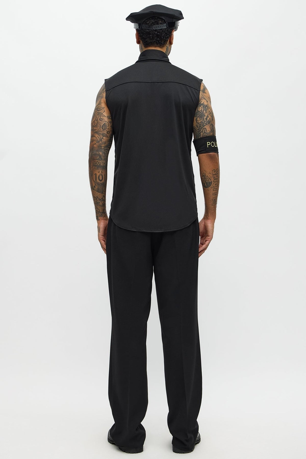 Police Officer Costume Set with Shirt and Hat for Men