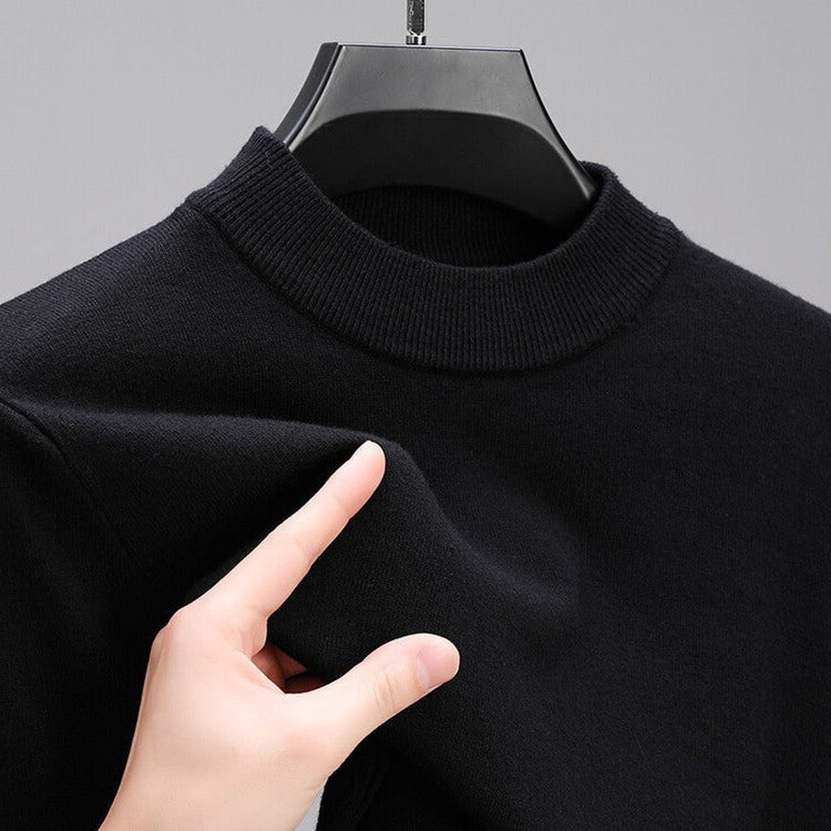 Men Long Sleeve Cashmere Knit Pullover Sweater with Ribbed Trim