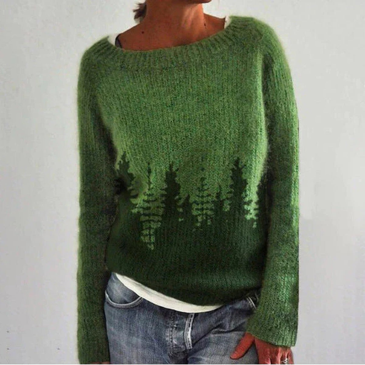 Womens Vintage Knit Cardigan Sweater with Front Pockets and Button Closure