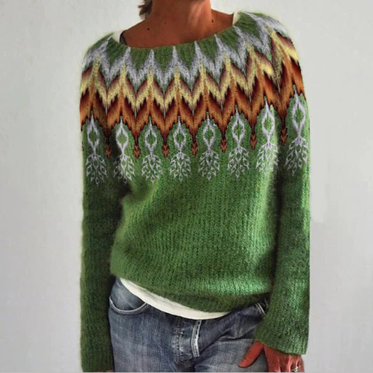 Womens Vintage Knit Cardigan Sweater with Front Pockets and Button Closure