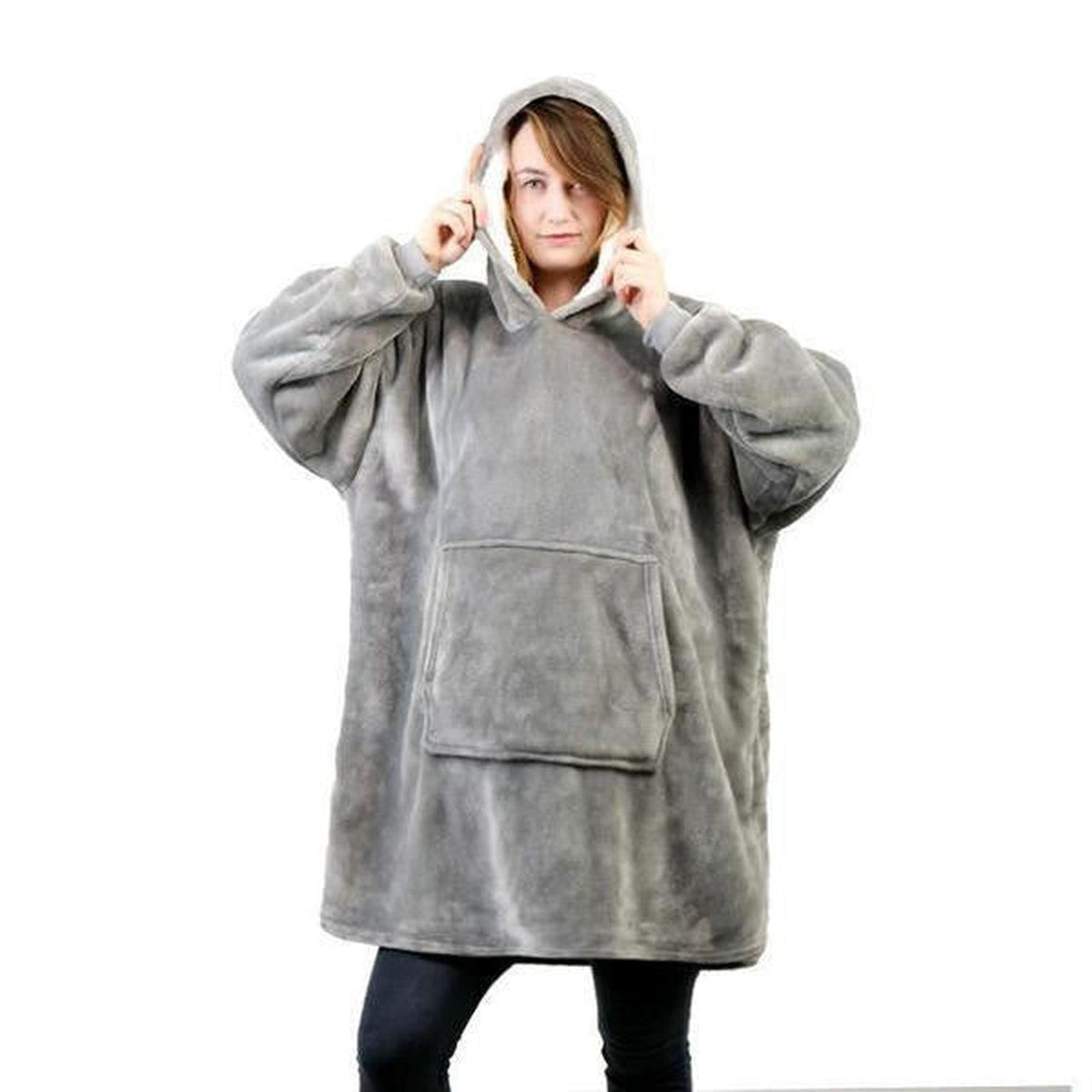 Oversized Wearable Blanket Hoodie with Warm Sherpa Fleece Lining and Front Pocket